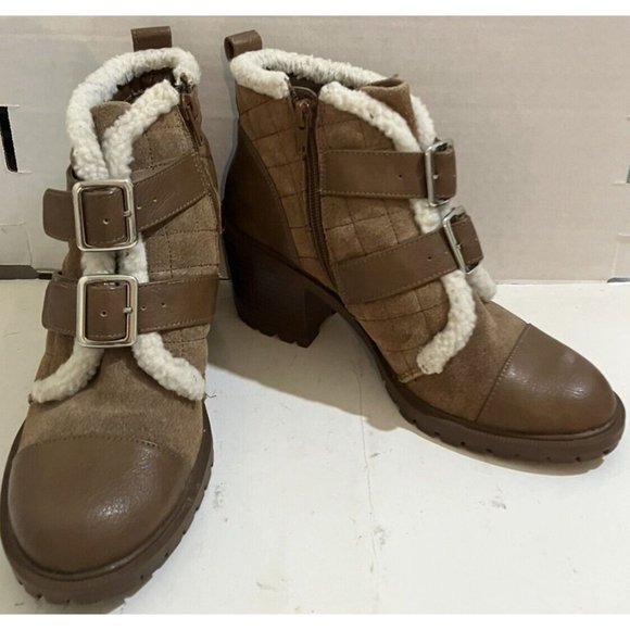 Nine West Shoes - Nine West  Iskaro women size 7M Brown Suede leather fur lined Bootie ankle boot